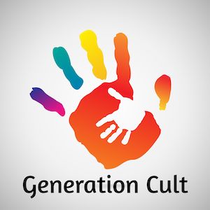 Generation Cult podcast cover, hand inside another hand