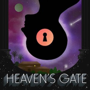 Heavens Gate cover, upside down head with a keyhole